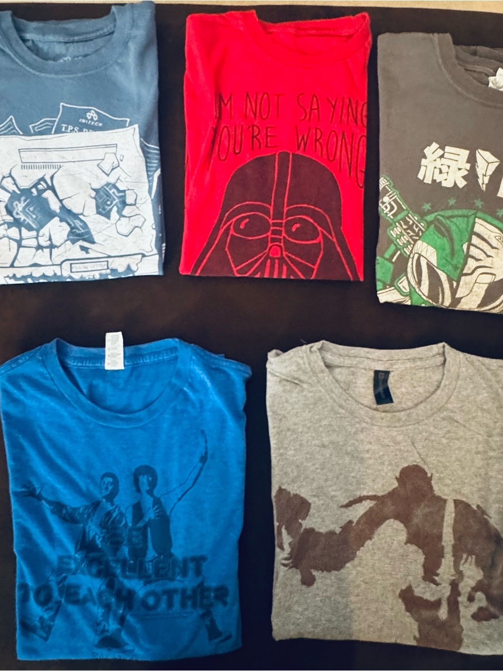 Lot Men's T-Shirts Darth Vader, The Office, Power Rangers, Bill & Ted's, and WOW